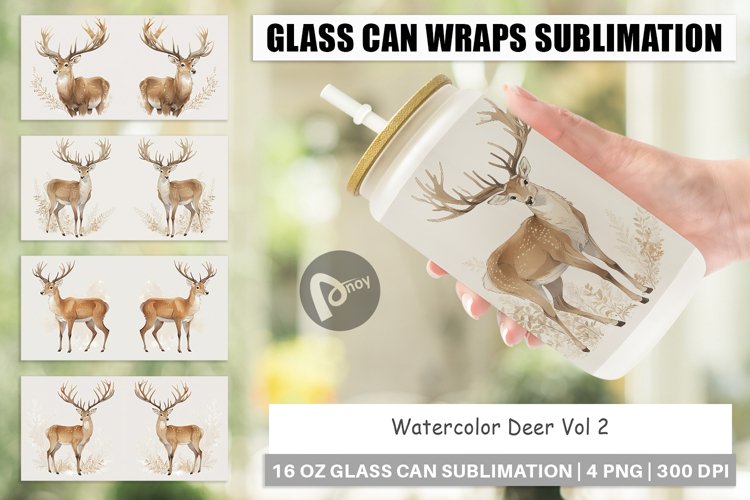 Glass Can Wraps Watercolor Deer