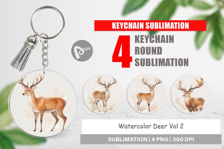 Keychain Watercolor Deer