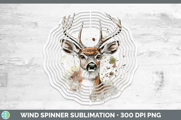 Watercolor Deer Wind Spinner Sublimation Spinner Designs