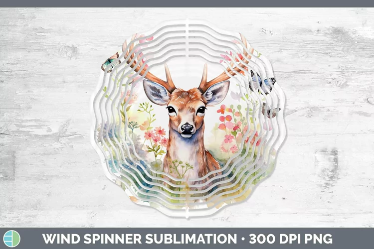 Watercolor Deer Wind Spinner Sublimation Spinner Designs