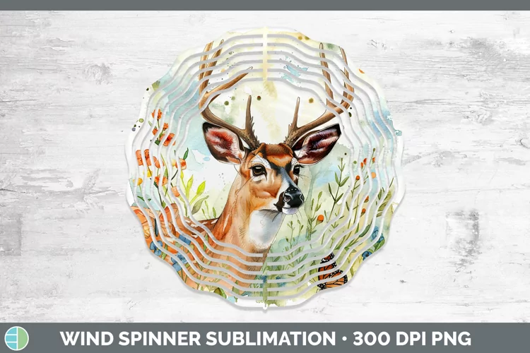 Watercolor Deer Wind Spinner Sublimation Spinner Designs