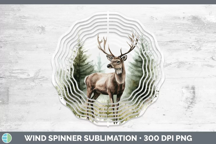 Watercolor Deer Wind Spinner Sublimation Spinner Designs