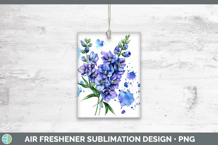 Watercolor Delphinium Air Freshener Sublimation Car Freshene