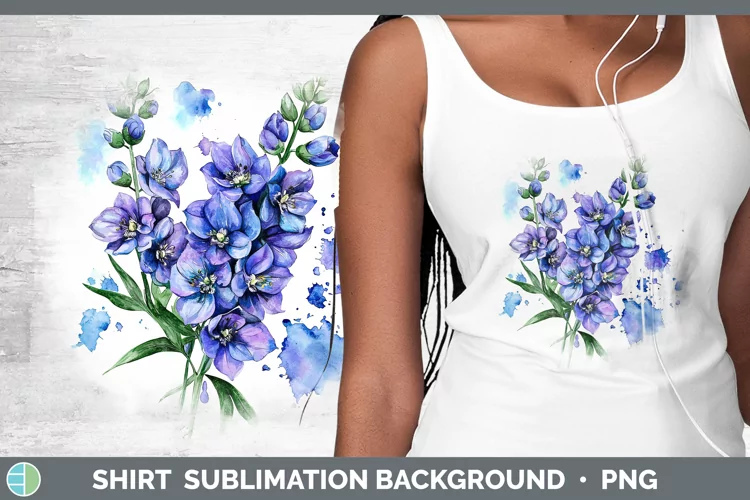 Watercolor Delphinium Shirt Sublimation Sublimation Backgrou
