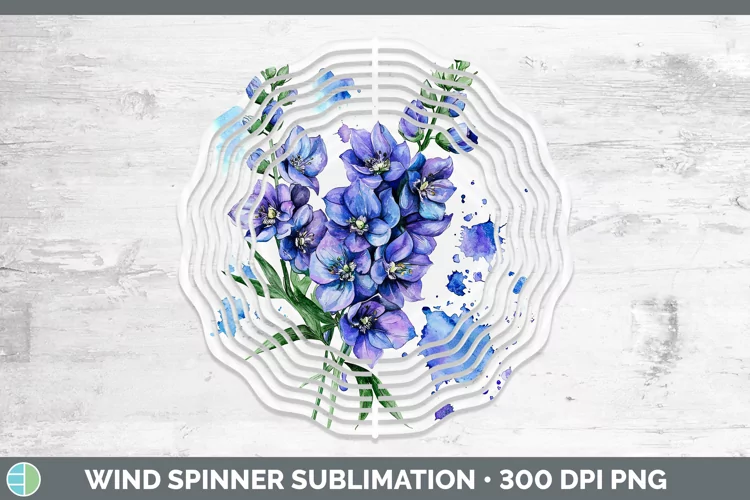 Watercolor Delphinium Wind Spinner Sublimation Spinner Desig