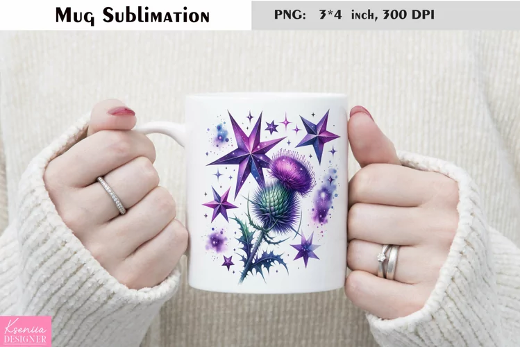 Watercolor Floral Moon Mug Sublimation|Flower Mug Design