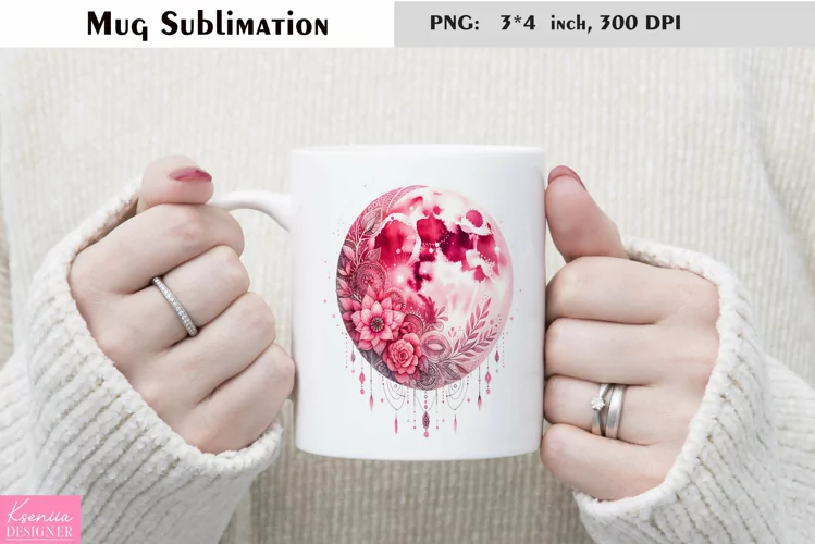 Watercolor Floral Moon Mug Sublimation|Flower Mug Design