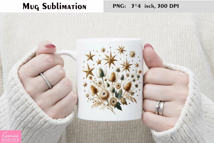 Watercolor Floral Moon Mug Sublimation|Flower Mug Design