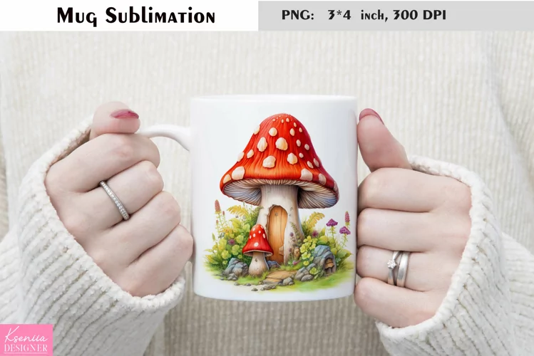 Watercolor Mushroom Mug Sublimation|Floral Mug Design