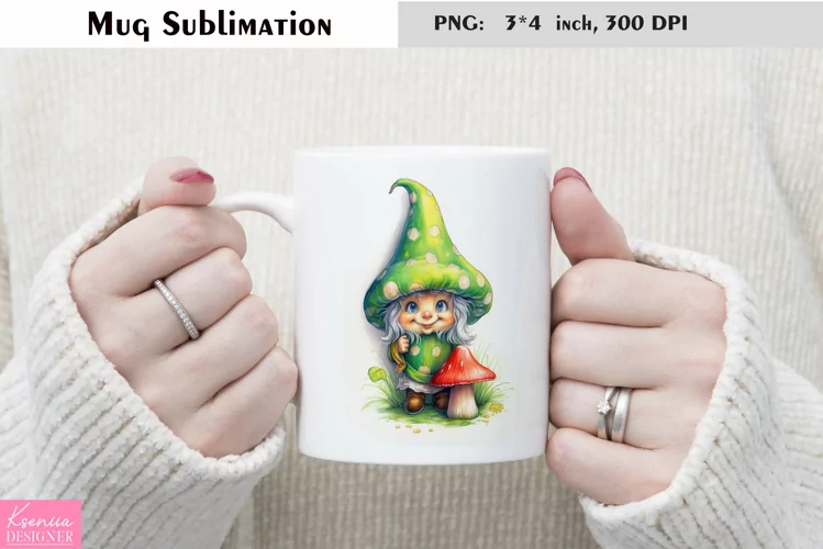 Watercolor Mushroom Gnome Mug Sublimation|Floral Mug Design