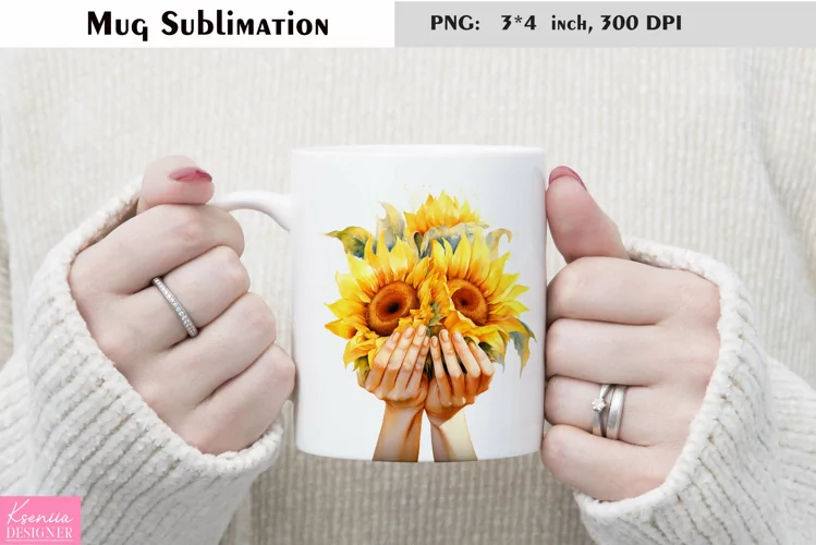 Watercolor Big Sunflower Mug Sublimation|Floral Mug Design