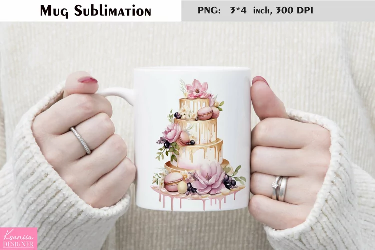 Watercolor Cake Mug Sublimation|Birthday Mug Design