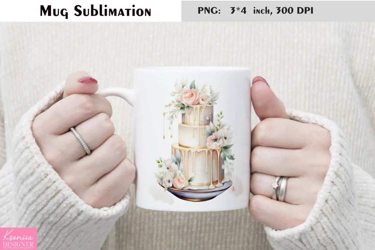 Watercolor Cake Mug Sublimation|Birthday Mug Design