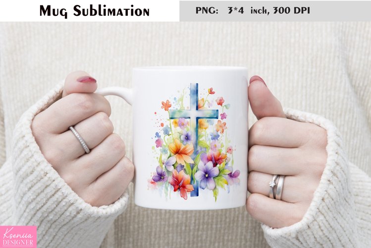 Watercolor Flower Mug Sublimation|Floral Mug Design