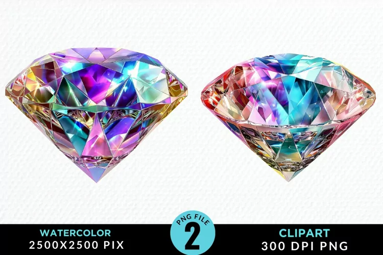 Watercolor Diamond Illustration PNG Clipart