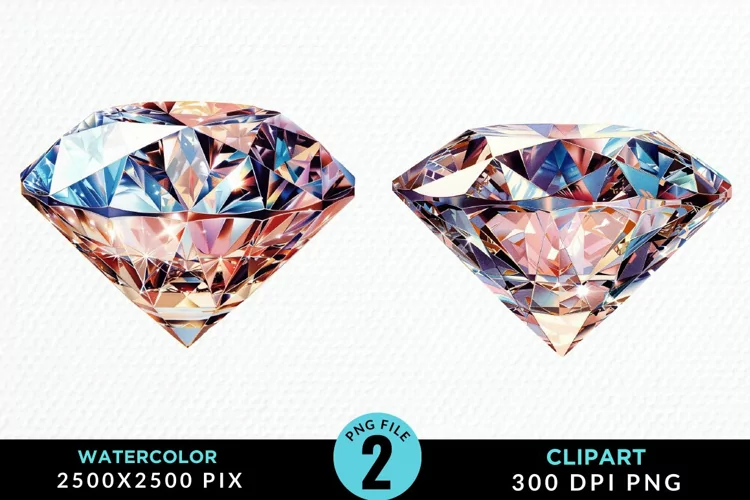 Watercolor Diamond Illustration PNG Clipart