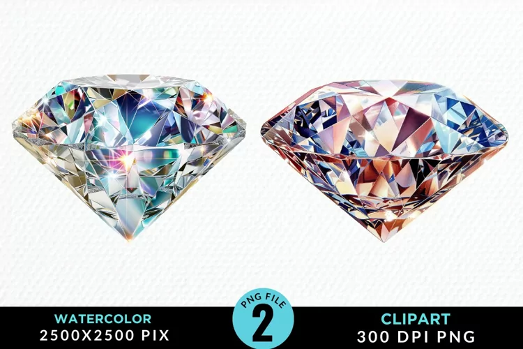 Watercolor Diamond Illustration PNG Clipart