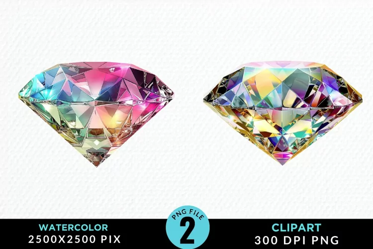 Watercolor Diamond Illustration PNG Clipart