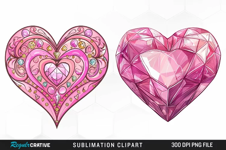 Watercolor Diamond Heart Graphic Clipart
