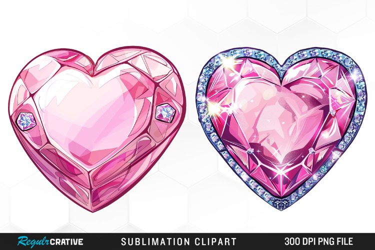 Watercolor Diamond Heart Image Clipart example image 1