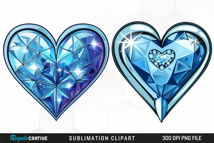Watercolor Diamond Heart Image Clipart