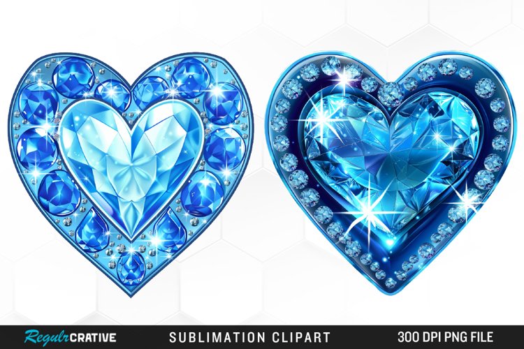 Watercolor Diamond Heart Image Clipart example image 1