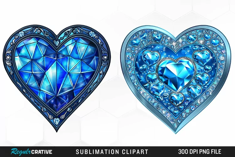 Watercolor Diamond Heart Graphic Clipart