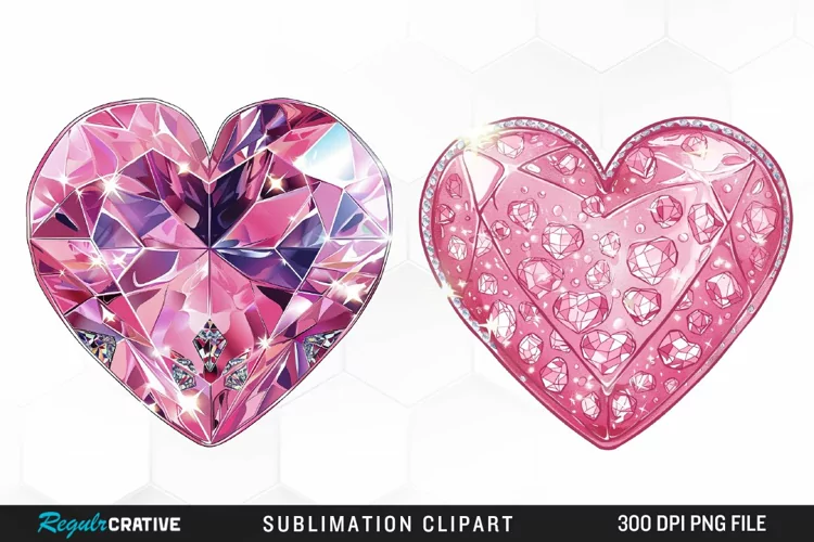 Watercolor Diamond Heart Graphic Clipart