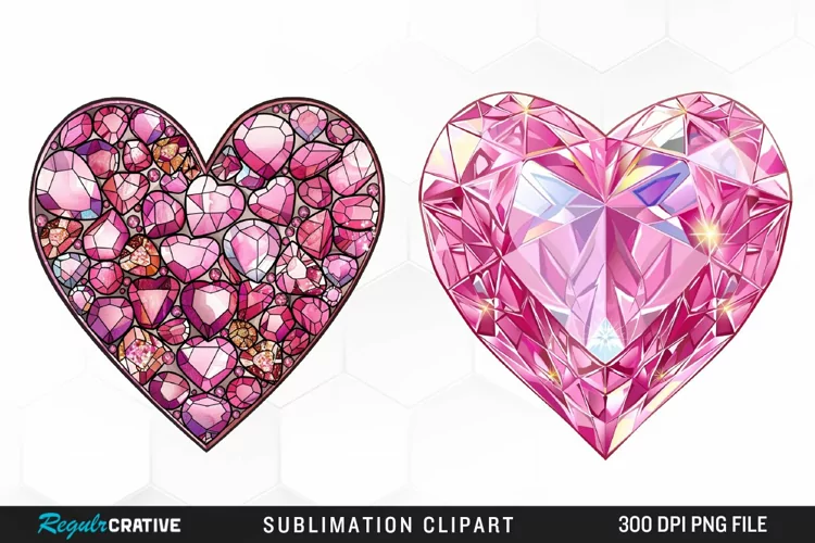 Watercolor Diamond Heart Image Clipart