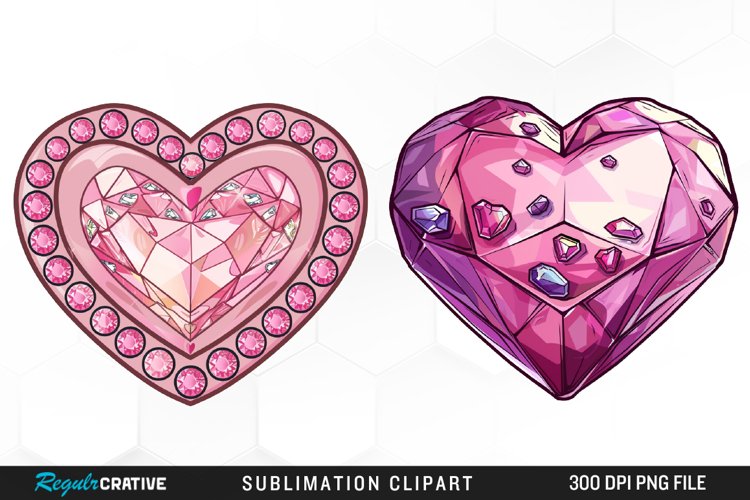 Watercolor Diamond Heart Image Clipart example image 1