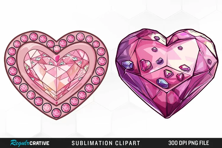 Watercolor Diamond Heart Image Clipart