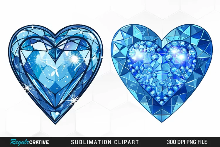 Watercolor Diamond Heart Graphic Clipart