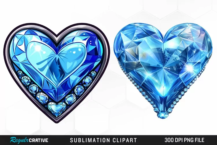 Watercolor Diamond Heart Graphic Clipart