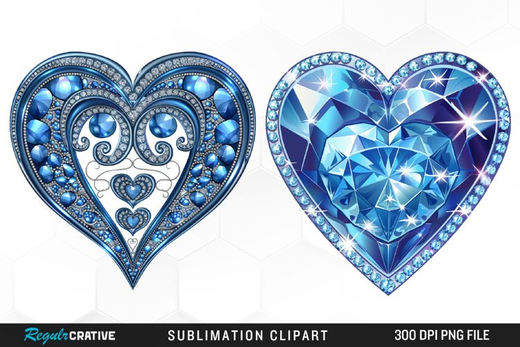 Watercolor Diamond Heart Image Clipart example image 1