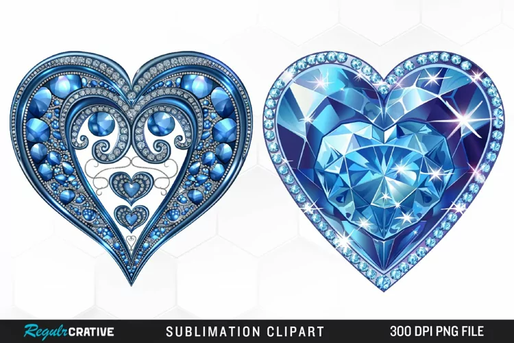 Watercolor Diamond Heart Image Clipart