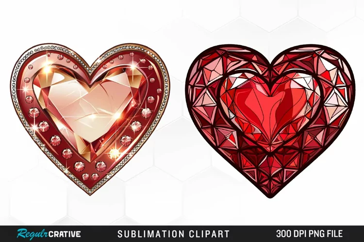 Watercolor Diamond Heart Image Clipart