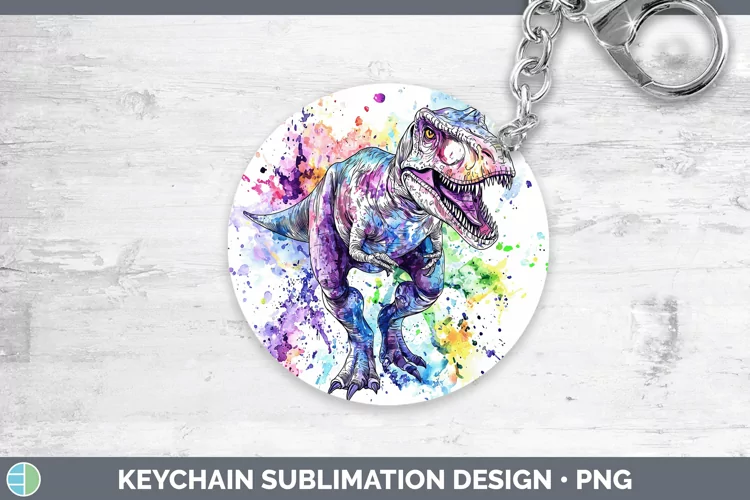 Watercolor Dinosaur Keychain Sublimation Keyring Designs