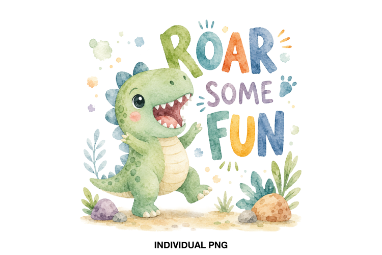 Watercolor Dinosaur PNG for Kids Birthday Decor