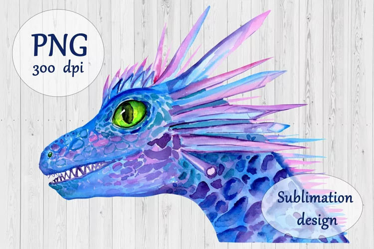Watercolor Dinosaur Sublimation Design PNG