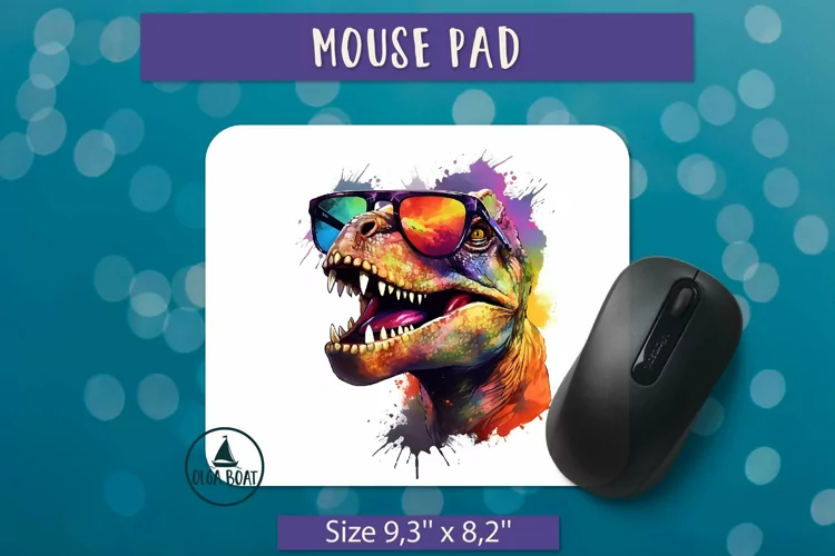 Watercolor dinosaur trex Mouse pad sublimation design