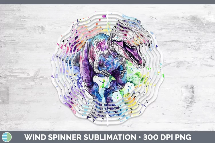Watercolor Dinosaur Wind Spinner Sublimation Spinner Designs
