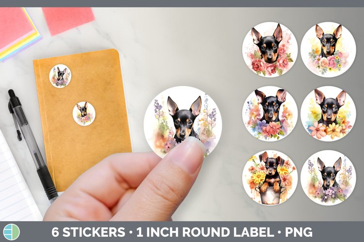 Watercolor Doberman Pinscher Dog Stickers Round Labels Des