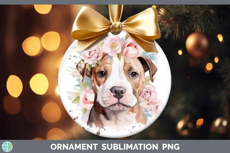 Watercolor Dog American Staffordshire Ornament Sublimation B