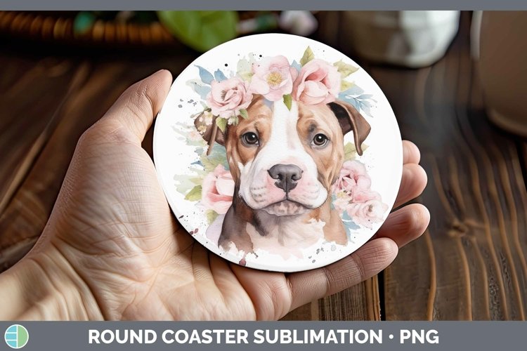 GorgeousWatercolor Dog Round Coaster design.