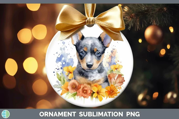 Watercolor Dog Australian Cattle Dog Ornament Sublimation Ba