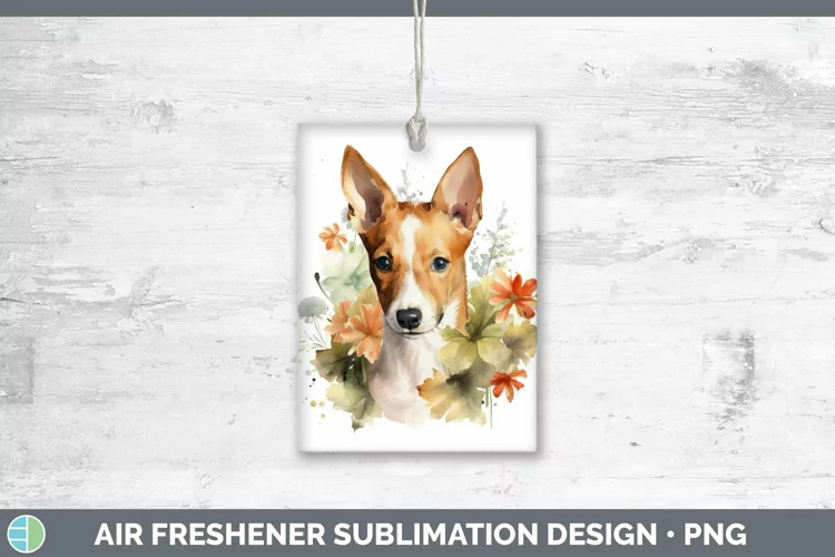 Watercolor Dog Basenji Air Freshener Sublimation Car Freshen