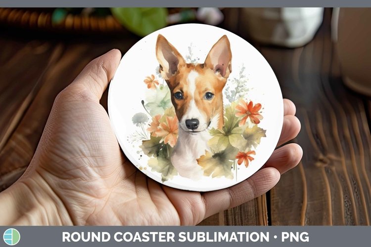 GorgeousWatercolor Dog Round Coaster design.