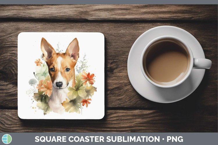 GorgeousWatercolor Dog Square Coaster design.