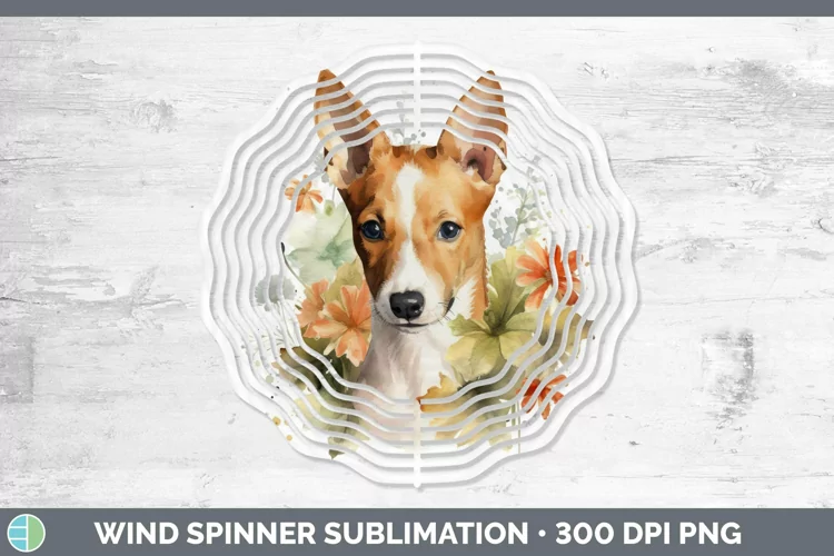 Watercolor Dog Basenji Wind Spinner Sublimation Spinner Desi