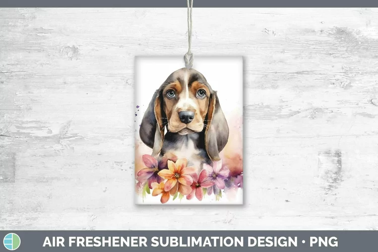 Watercolor Dog Basset Hound Air Freshener Sublimation Car Fr